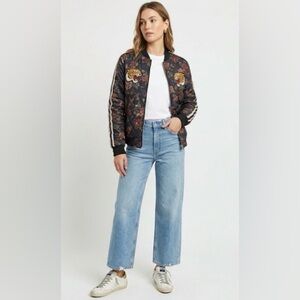 Reason Brand Fearless Tape Trim Floral Full Zip Jacket S P2P 20-21” tiger